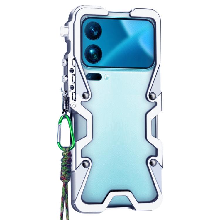 For Xiaomi 17 Pro Max Trigger Design Hollow Metal Frame Phone Case with Lanyard