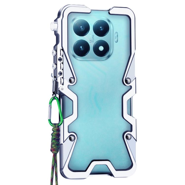 For Xiaomi 15T Pro Trigger Design Hollow Metal Frame Phone Case with Lanyard