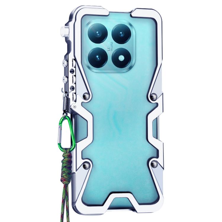 For Xiaomi 15T Trigger Design Hollow Metal Frame Phone Case with Lanyard