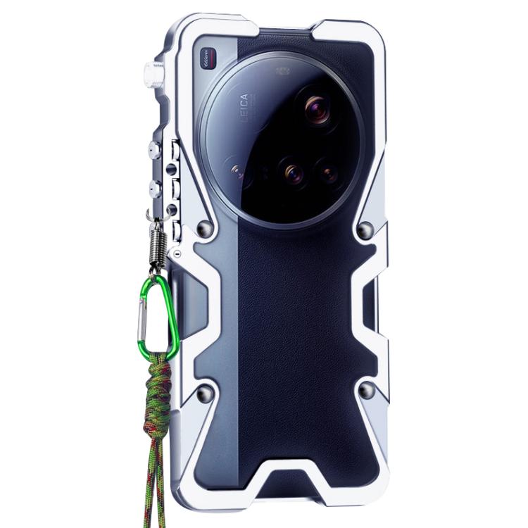 For Xiaomi 15 Ultra Trigger Design Hollow Metal Frame Phone Case with Lanyard