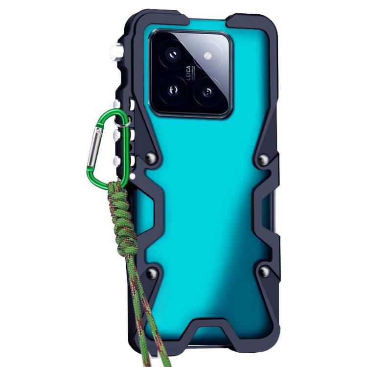 For Xiaomi 14 Pro Trigger Design Hollow Metal Frame Phone Case with Lanyard