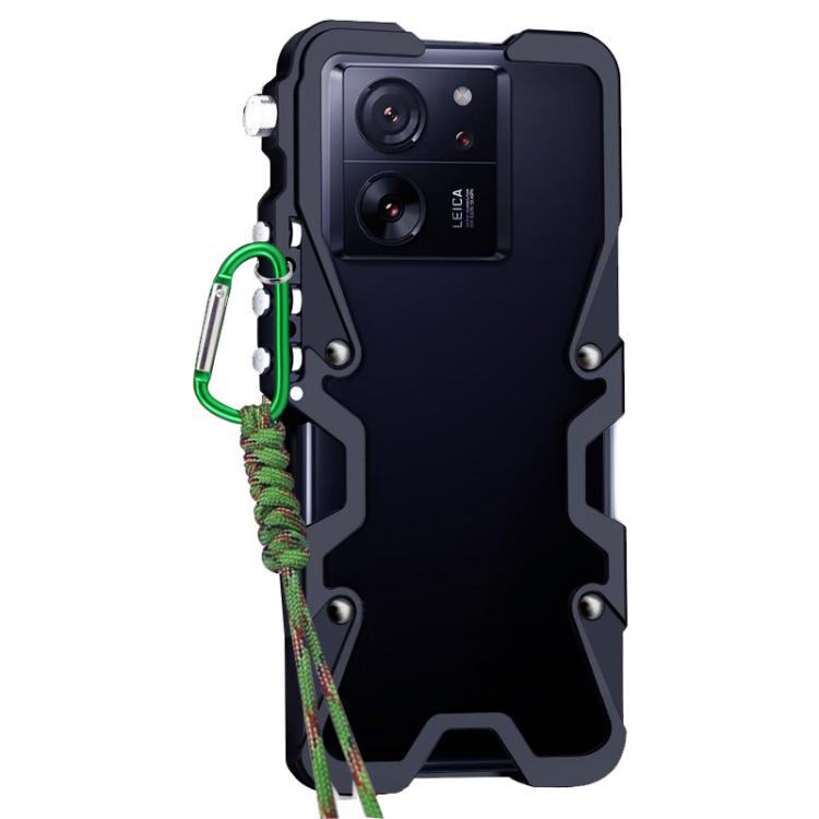 For Xiaomi 13T Pro Trigger Design Hollow Metal Frame Phone Case with Lanyard