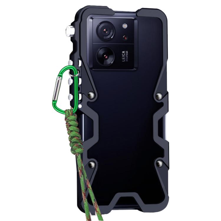 For Xiaomi 13T Trigger Design Hollow Metal Frame Phone Case with Lanyard