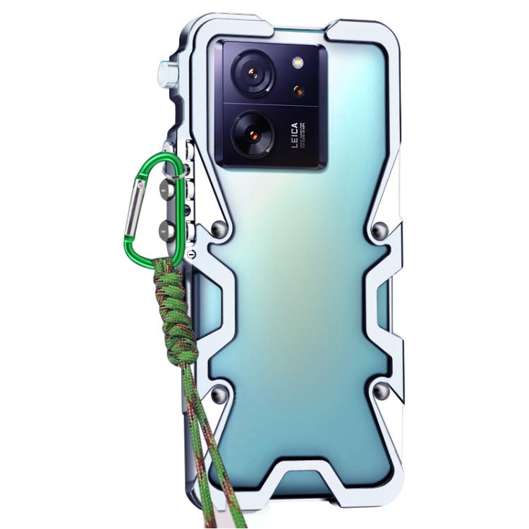 For Xiaomi 13T Trigger Design Hollow Metal Frame Phone Case with Lanyard