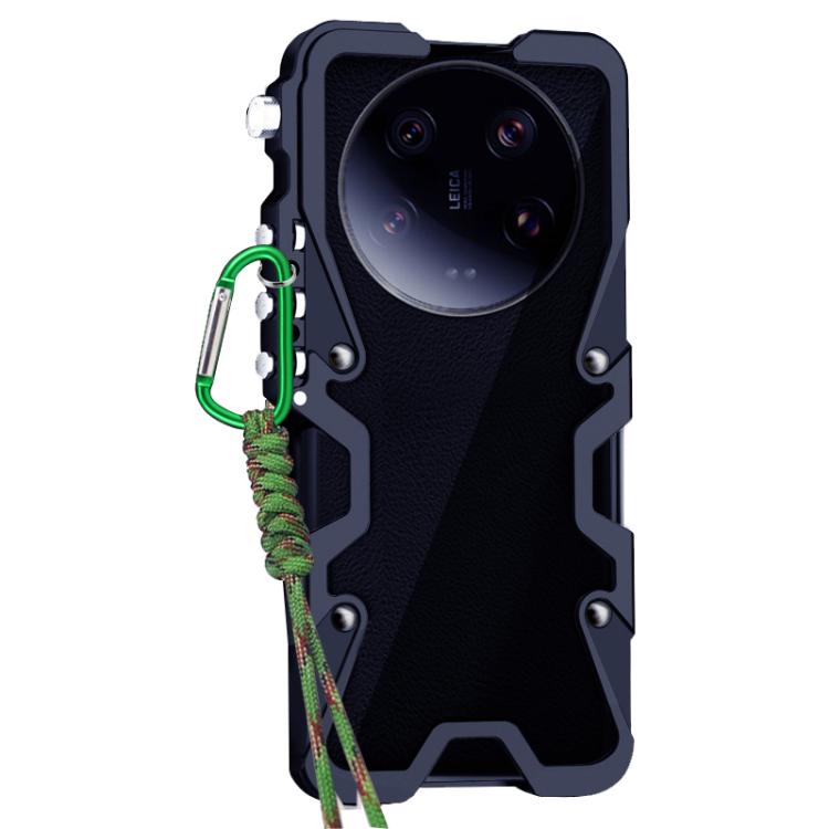 For Xiaomi 13 Ultra Trigger Design Hollow Metal Frame Phone Case with Lanyard