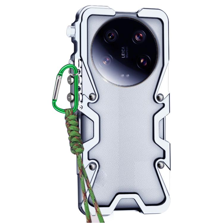 For Xiaomi 13 Ultra Trigger Design Hollow Metal Frame Phone Case with Lanyard