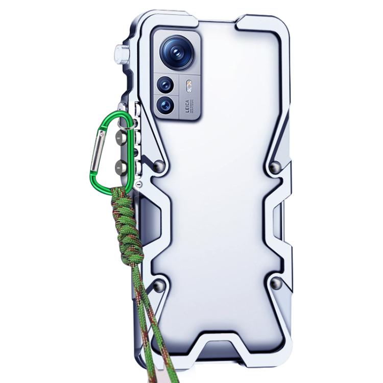 For Xiaomi 12S Pro Trigger Design Hollow Metal Frame Phone Case with Lanyard