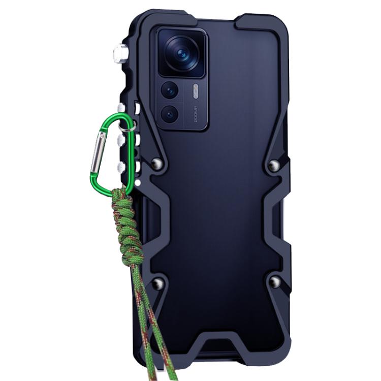 For Xiaomi 12T Pro Trigger Design Hollow Metal Frame Phone Case with Lanyard