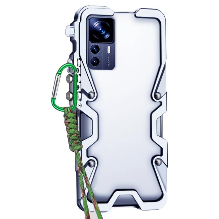 For Xiaomi 12T Pro Trigger Design Hollow Metal Frame Phone Case with Lanyard