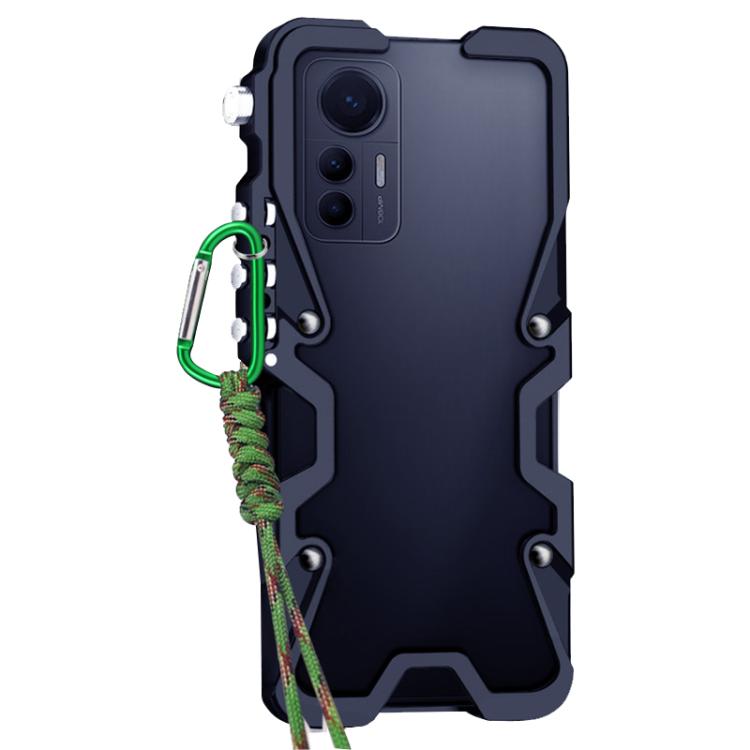 For Xiaomi 12 Lite Trigger Design Hollow Metal Frame Phone Case with Lanyard