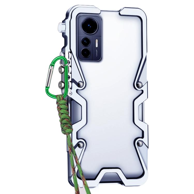 For Xiaomi 12 Lite Trigger Design Hollow Metal Frame Phone Case with Lanyard