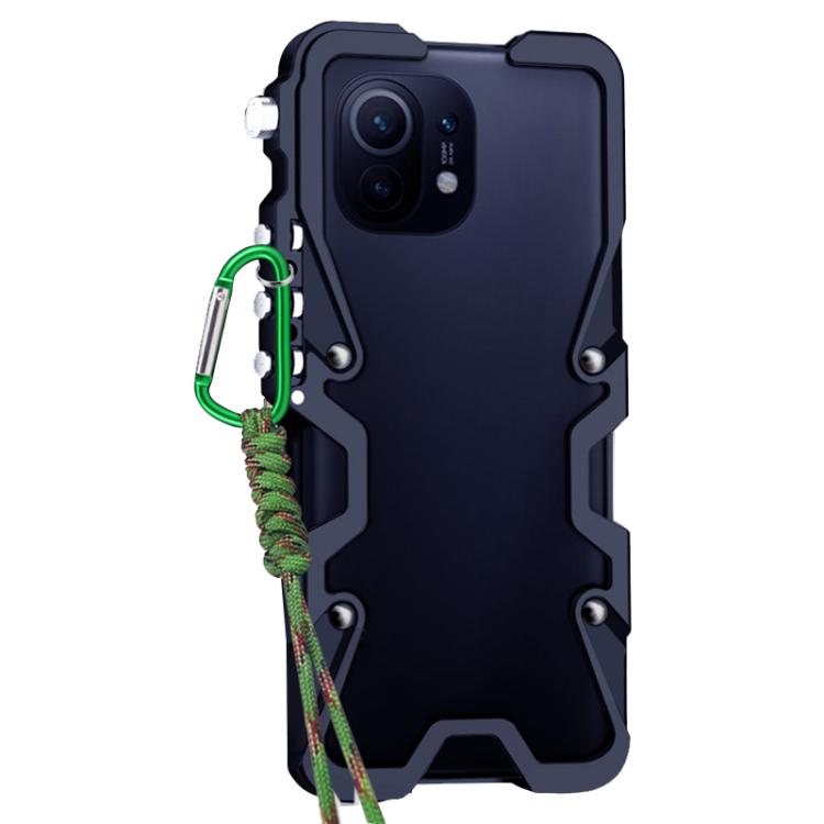 For Xiaomi Mi 11 Trigger Design Hollow Metal Frame Phone Case with Lanyard