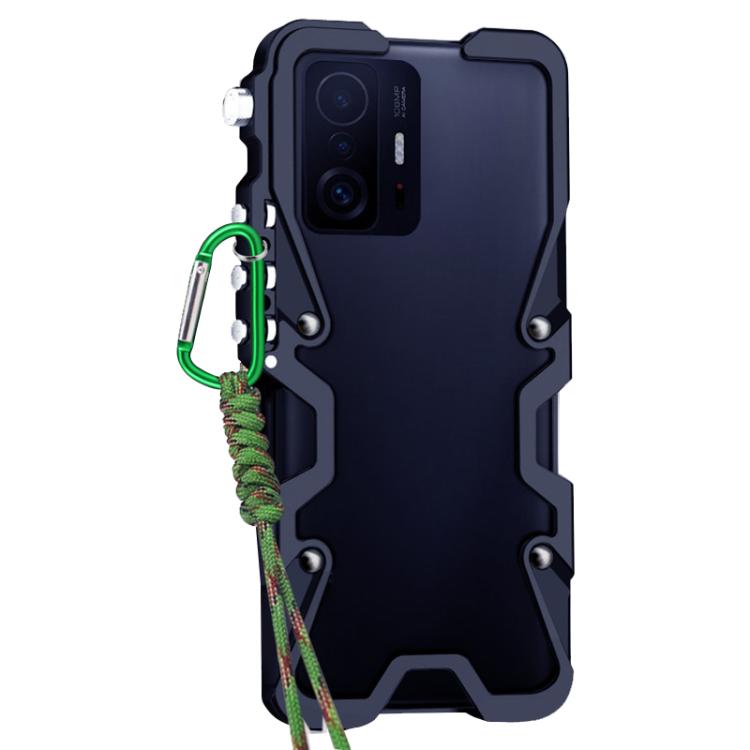 For Xiaomi 11T Trigger Design Hollow Metal Frame Phone Case with Lanyard