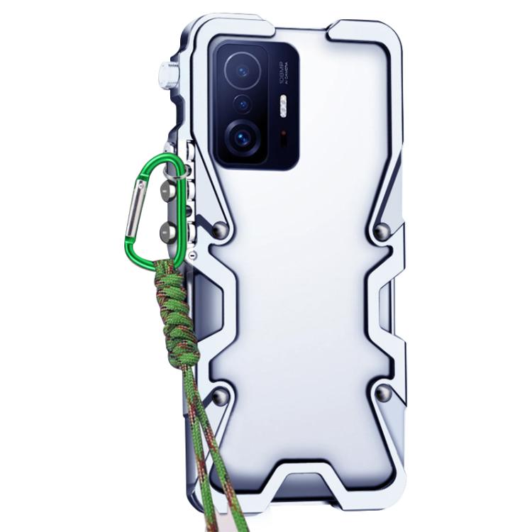 For Xiaomi 11T Pro Trigger Design Hollow Metal Frame Phone Case with Lanyard