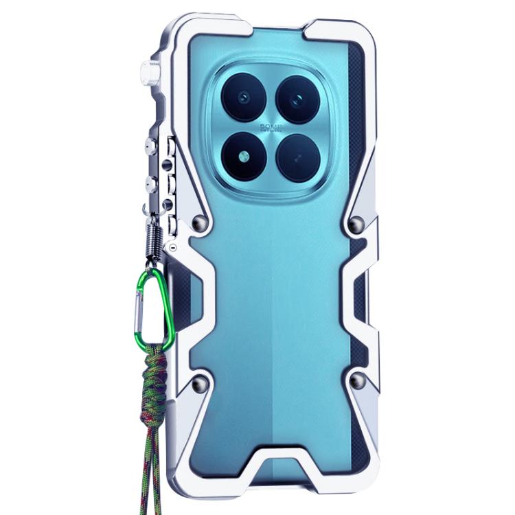 For Xiaomi Poco M8 Pro 5G Trigger Design Hollow Metal Frame Phone Case with Lanyard