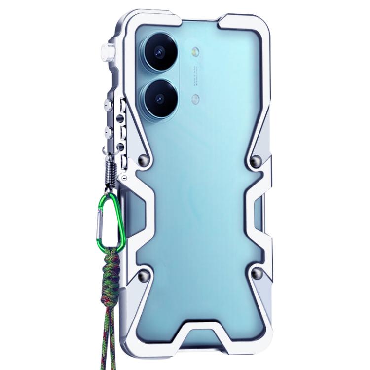 For Xiaomi Poco X8 Pro 5G Trigger Design Hollow Metal Frame Phone Case with Lanyard