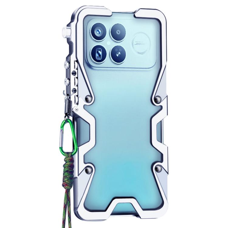 For Xiaomi Poco F8 Ultra 5G Trigger Design Hollow Metal Frame Phone Case with Lanyard
