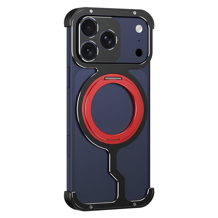 For iPhone 17 Pro Max Armor Alloy Frameless MagSafe Magnetic Bracket Heat Dissipation Metal Phone Case