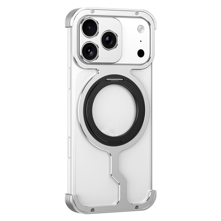 For iPhone 17 Pro Max Armor Alloy Frameless MagSafe Magnetic Bracket Heat Dissipation Metal Phone Case