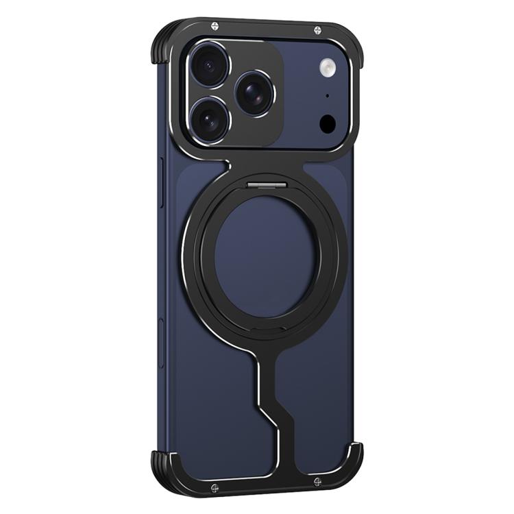 For iPhone 17 Pro Max Armor Alloy Frameless MagSafe Magnetic Bracket Heat Dissipation Metal Phone Case