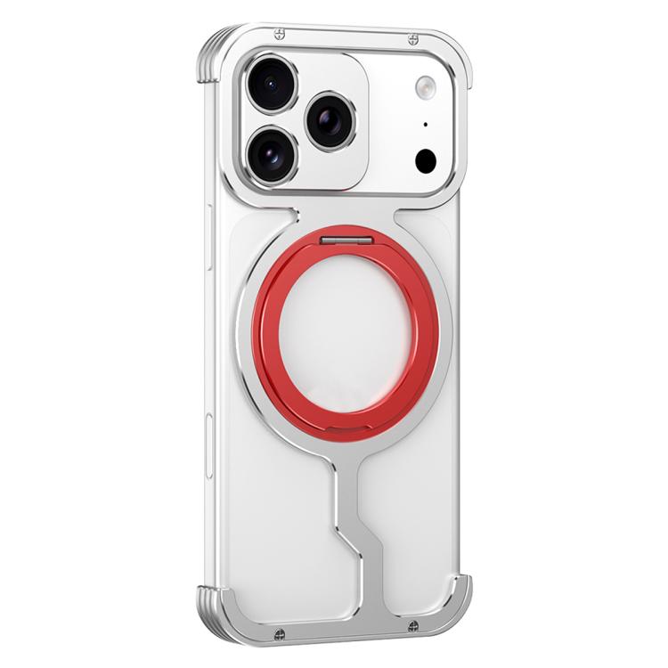 For iPhone 17 Pro Armor Alloy Frameless MagSafe Magnetic Bracket Heat Dissipation Metal Phone Case