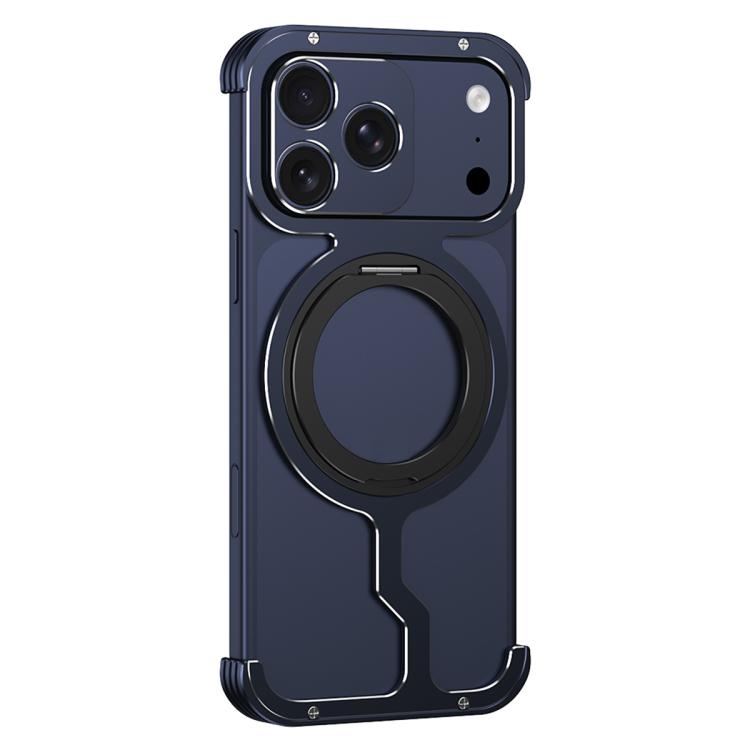 For iPhone 17 Pro Armor Alloy Frameless MagSafe Magnetic Bracket Heat Dissipation Metal Phone Case