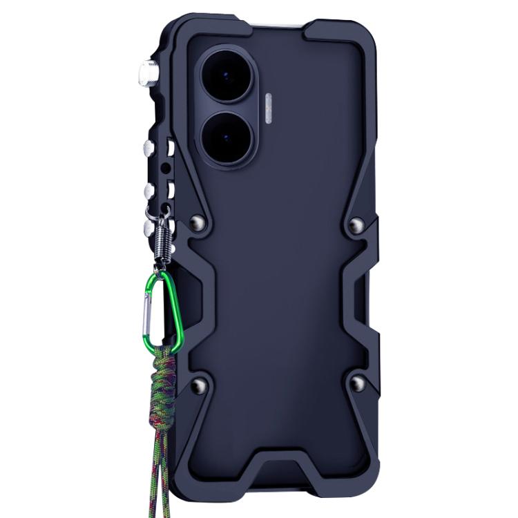 For Redmi Turbo 4 Pro Trigger Design Hollow Metal Frame Phone Case with Lanyard