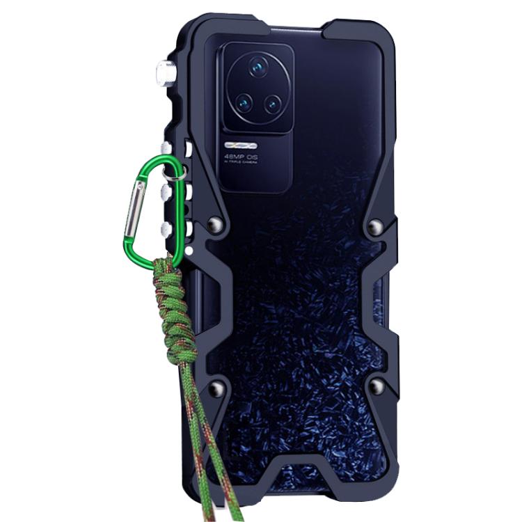 For Redmi K50 Pro Trigger Design Hollow Metal Frame Phone Case with Lanyard