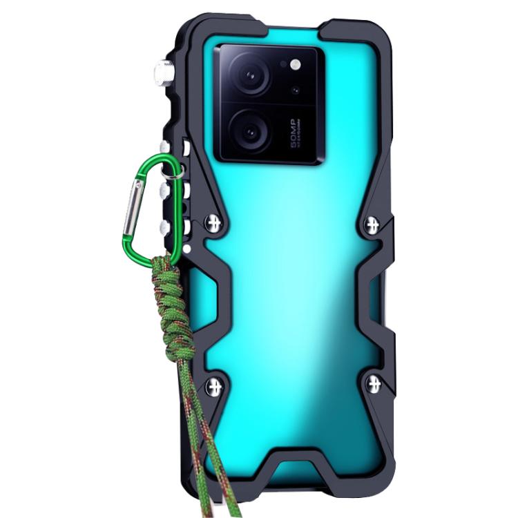 For Redmi K60 Ultra Trigger Design Hollow Metal Frame Phone Case with Lanyard