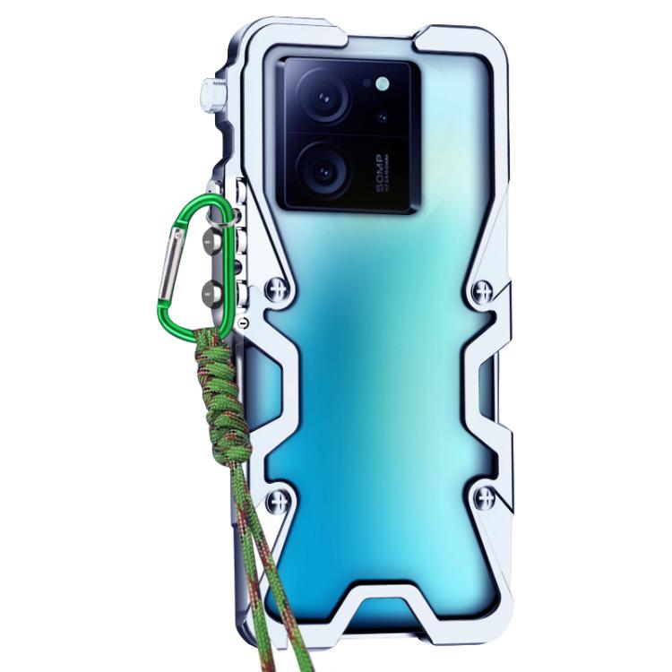 For Redmi K60 Ultra Trigger Design Hollow Metal Frame Phone Case with Lanyard