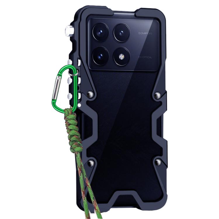 For Redmi K70E Trigger Design Hollow Metal Frame Phone Case with Lanyard