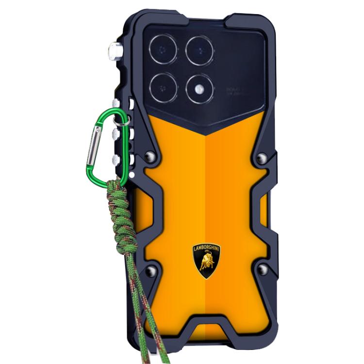 For Redmi K70 Pro Champion Trigger Design Hollow Metal Frame Phone Case with Lanyard