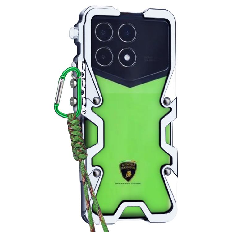 For Redmi K70 Pro Champion Trigger Design Hollow Metal Frame Phone Case with Lanyard