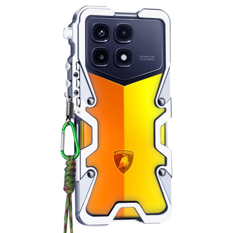 For Redmi K70 Ultra Trigger Design Hollow Metal Frame Phone Case with Lanyard