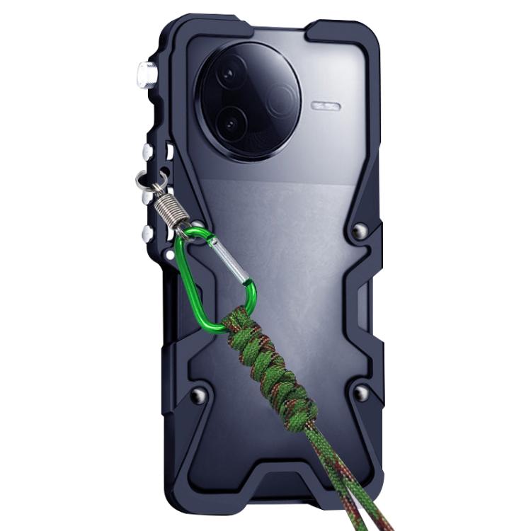 For Redmi K80 Trigger Design Hollow Metal Frame Phone Case with Lanyard