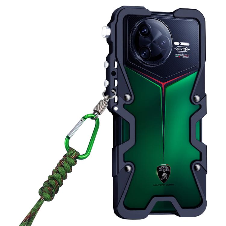 For Redmi K80 Pro Trigger Design Hollow Metal Frame Phone Case with Lanyard