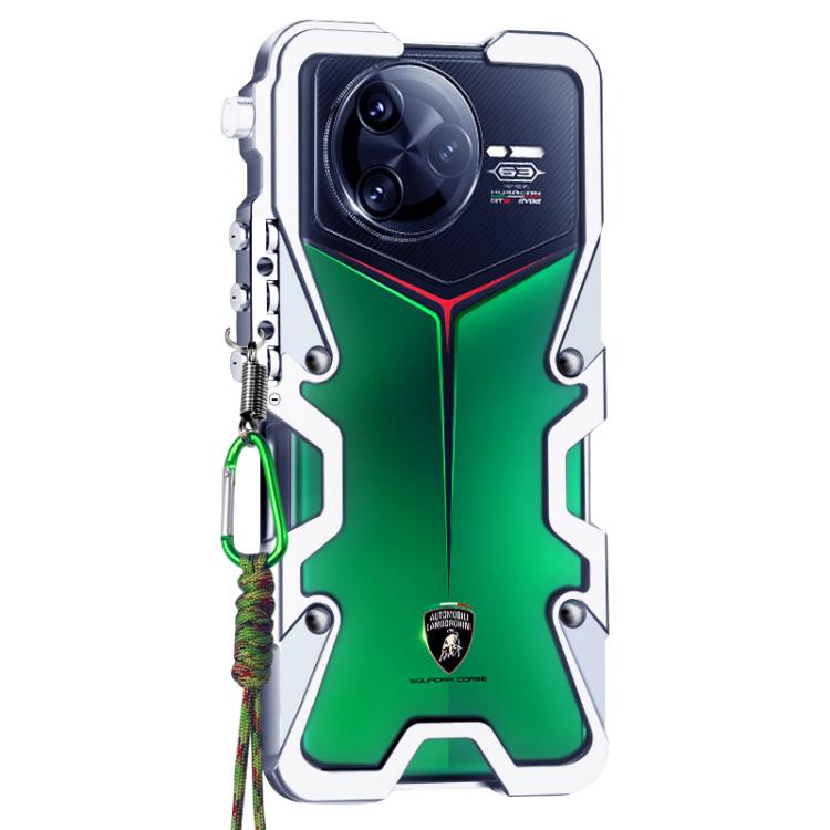 For Redmi K80 Pro Trigger Design Hollow Metal Frame Phone Case with Lanyard