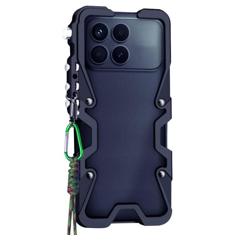 For Redmi K90 / Poco F8 Pro 5G Trigger Design Hollow Metal Frame Phone Case with Lanyard