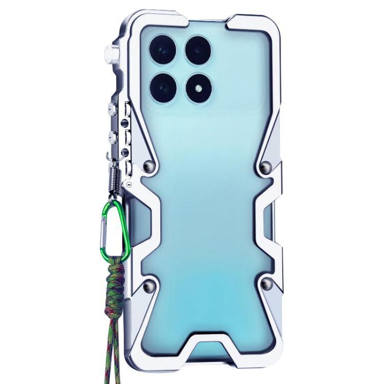 For Redmi K90 / Poco F8 Pro 5G Trigger Design Hollow Metal Frame Phone Case with Lanyard