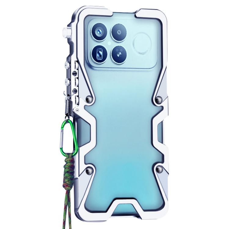 For Redmi K90 Pro Max / Poco F8 Ultra 5G Trigger Design Hollow Metal Frame Phone Case with Lanyard