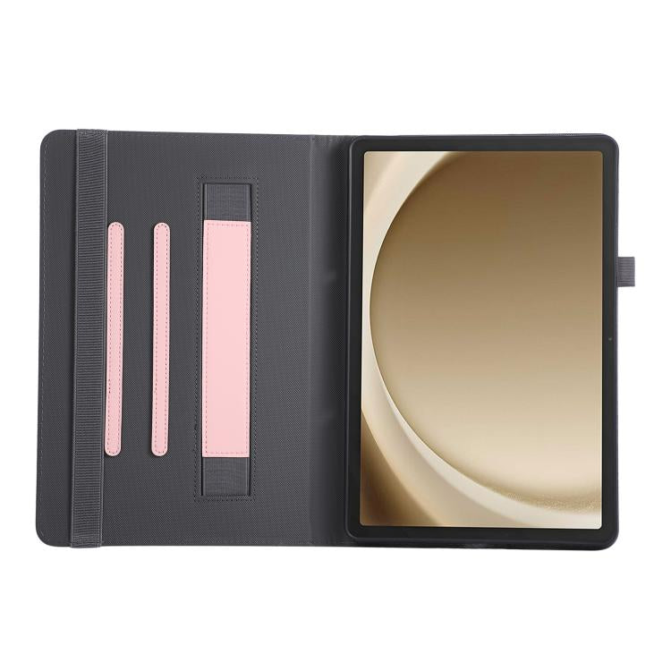 For Samsung Galaxy Tab A11 / A9 Macaron Color Hand Grip Leather Tablet Case with Holder