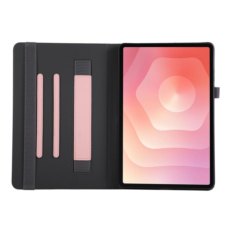 For Samsung Galaxy Tab S11 Macaron Color Hand Grip Leather Tablet Case with Holder