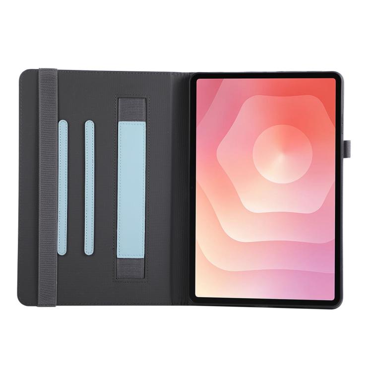 For Samsung Galaxy Tab S11 Macaron Color Hand Grip Leather Tablet Case with Holder