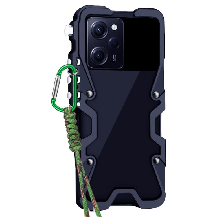 For Redmi Note 12 Pro Speed Trigger Design Hollow Metal Frame Phone Case with Lanyard