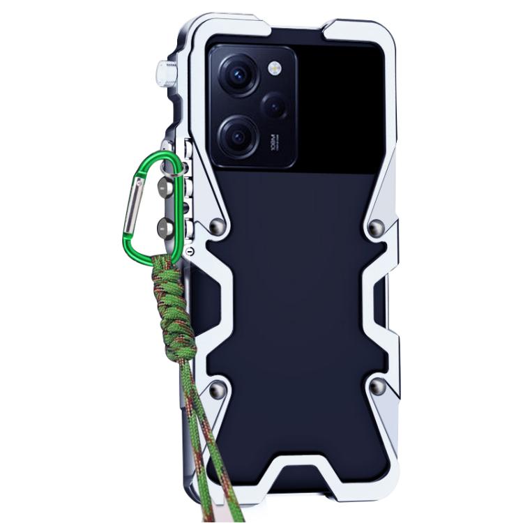 For Redmi Note 12 Pro Speed Trigger Design Hollow Metal Frame Phone Case with Lanyard