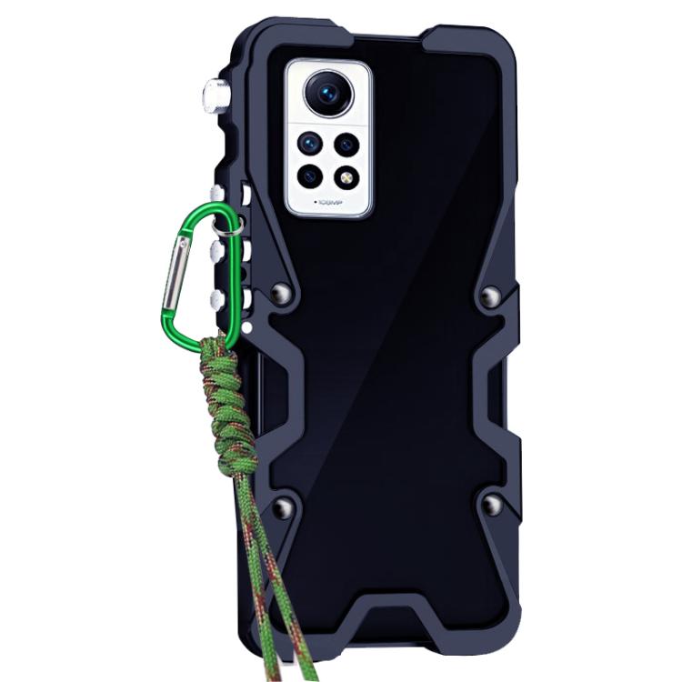 For Redmi Note 12 Pro 4G Global Trigger Design Hollow Metal Frame Phone Case with Lanyard