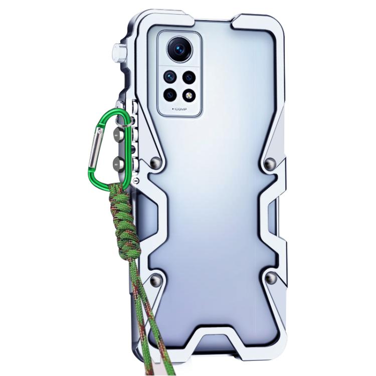 For Redmi Note 12 Pro 4G Global Trigger Design Hollow Metal Frame Phone Case with Lanyard