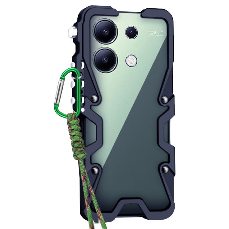 For Redmi Note 13 4G Trigger Design Hollow Metal Frame Phone Case with Lanyard