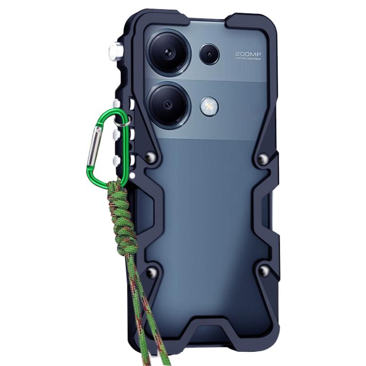 For Redmi Note 13 Pro 4G Trigger Design Hollow Metal Frame Phone Case with Lanyard