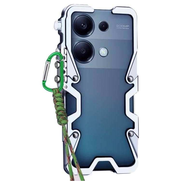 For Redmi Note 13 Pro 4G Trigger Design Hollow Metal Frame Phone Case with Lanyard